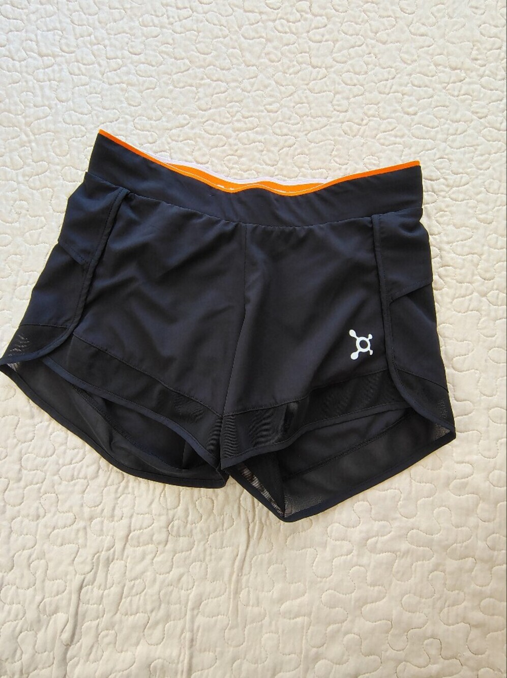 Orangetheory Black Women's Running Shorts with Orange Waist Trim Size XS.